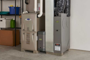 An HVAC furnace installed at home